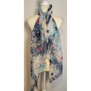 Aiyara Women's Scarf 36" x 70" Stars Red White Blue Fourth July 1095